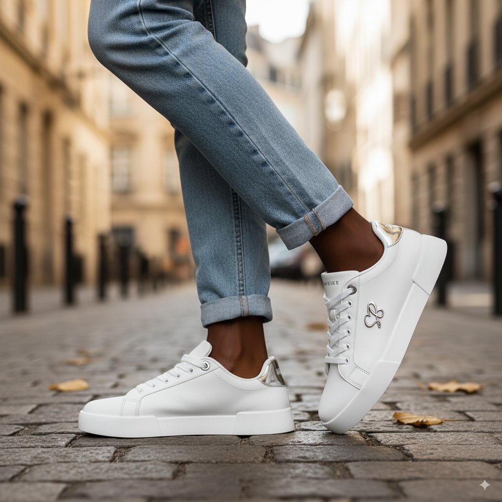 Sissy Boy  white sneaker with lace embellishments