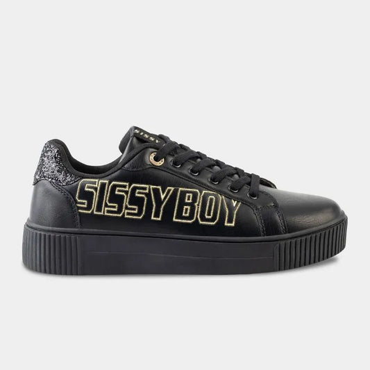 Sissy Boy Black Sneaker With Gold Print