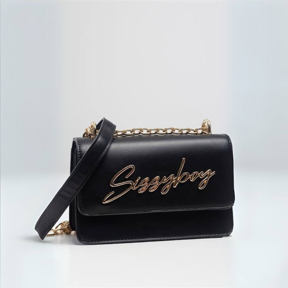 Sissy Boy Slayfest Black Crossbody Bag - Designer Handbag with Gold Chain Detail