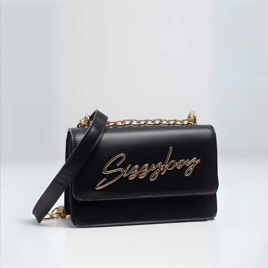 Sissy Boy Slayfest Black Crossbody Bag - Designer Handbag with Gold Chain Detail
