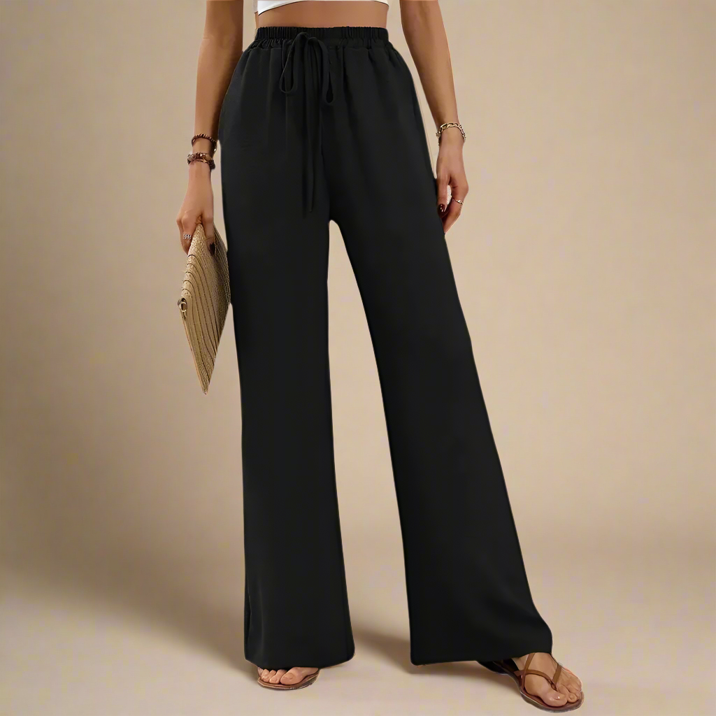 Cleo - Black Draw String Wide Leg Pants