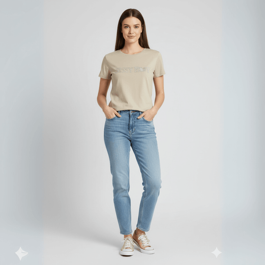 Sissy Boy In Full Bloom Stone Regular Fit Logo Tee