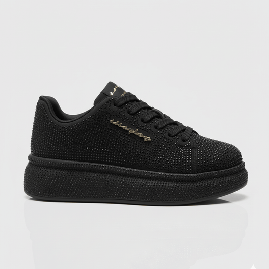 Emblazon - Black All Over Diamante Sneaker