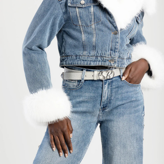 "Stylish silver glitter belt with SB logo buckle – Sissy Boy women’s accessory