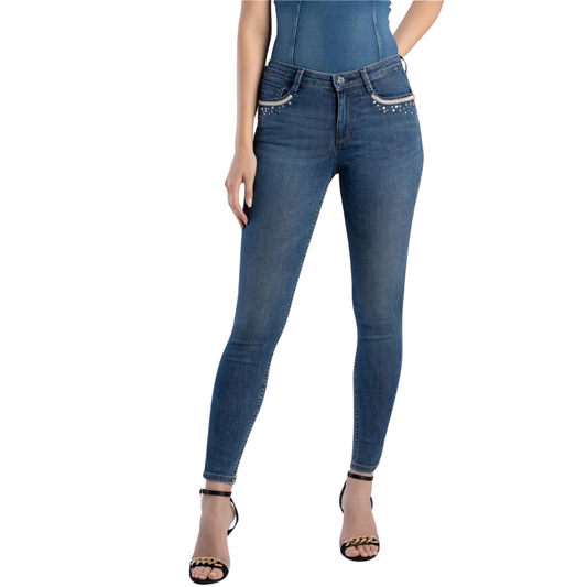 Latina - Mid Rise Jeans With Bling Pockets