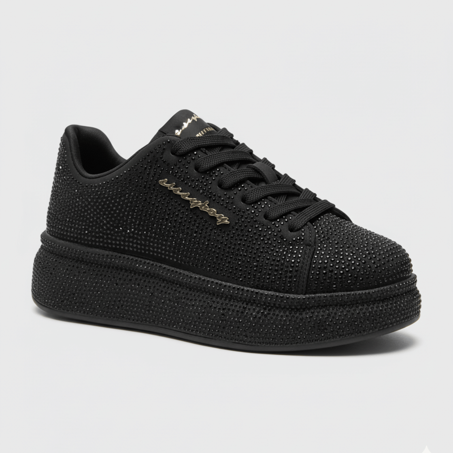 Emblazon - Black All Over Diamante Sneaker
