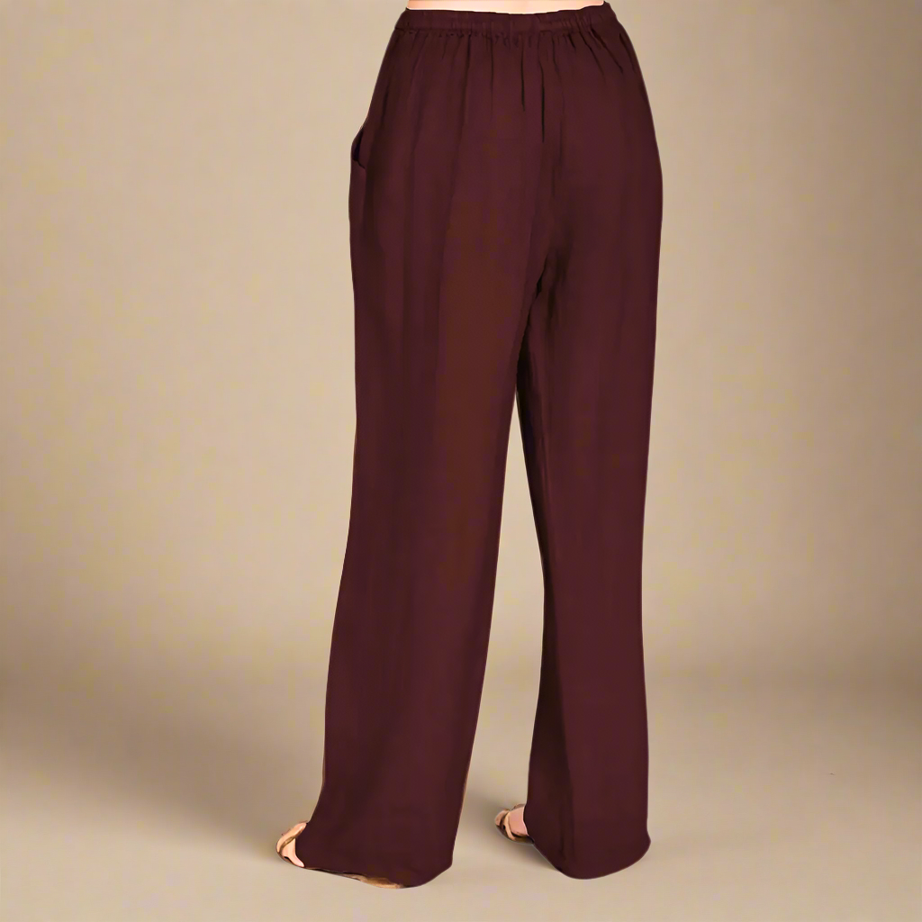 Cleo - Burgandy Draw String Wide Leg Pants