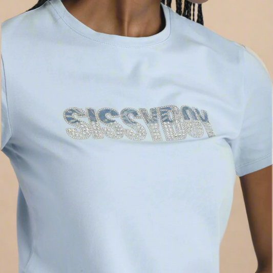 Short sleeve crew neck Sissy Boy T-shirt in Pale Blue