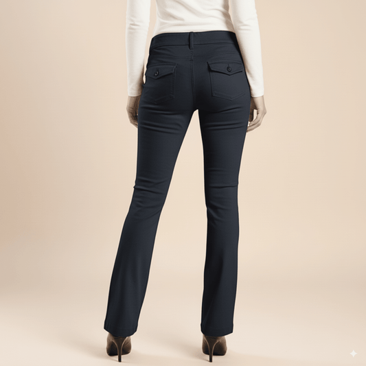 Navy Work Pants from Sissy Boy, stretch bootleg cut trousers for office wear