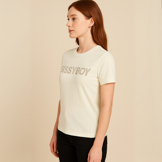 Women’s Off White Logo T-Shirt by Sissy Boy