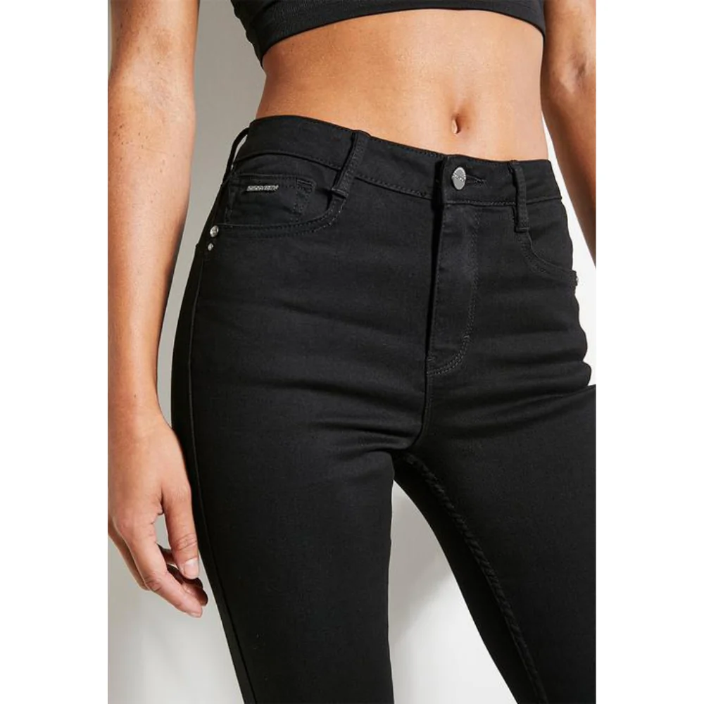Laura Jet Black Denim Pants – Slim Leg, Diamante Pocket Detailing, and Comfortable Mid-Rise Waist by Sissy Boy