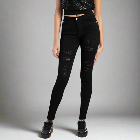 Sinclair- Rip And Repair Jean With Sequince