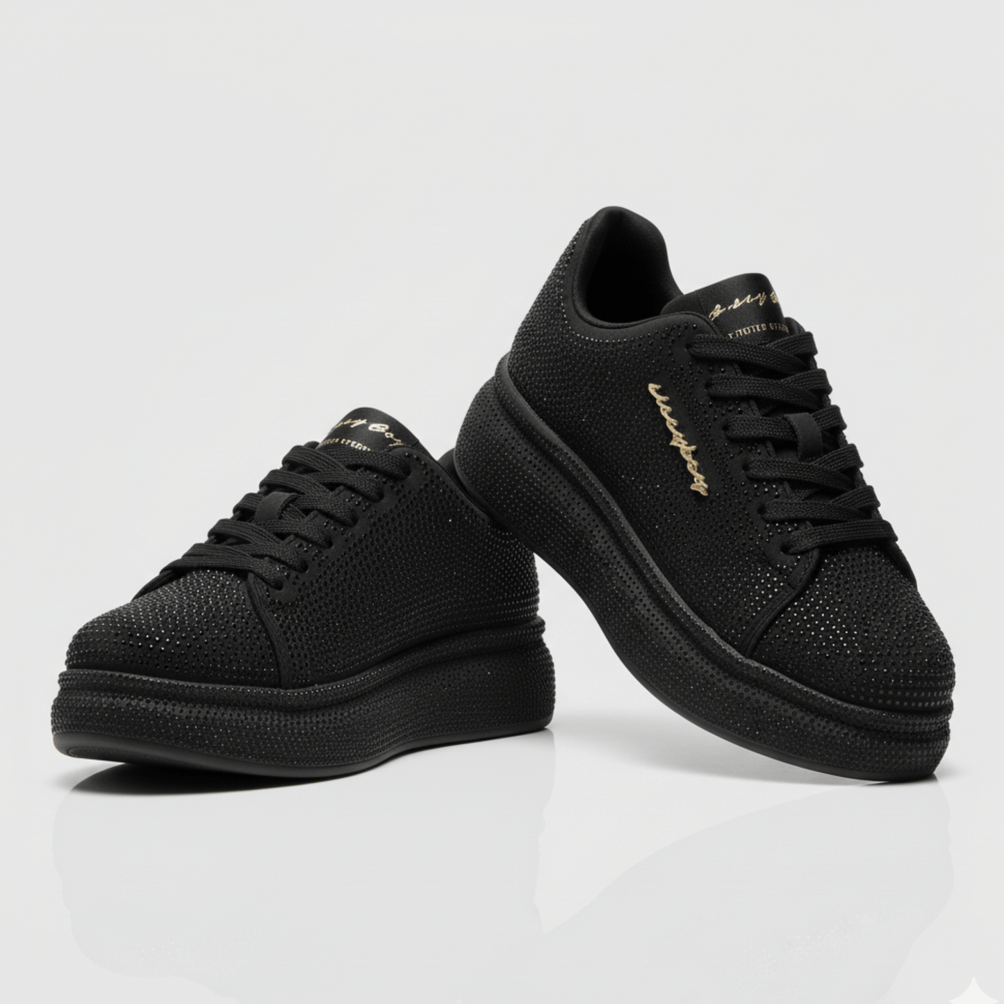 Emblazon - Black All Over Diamante Sneaker