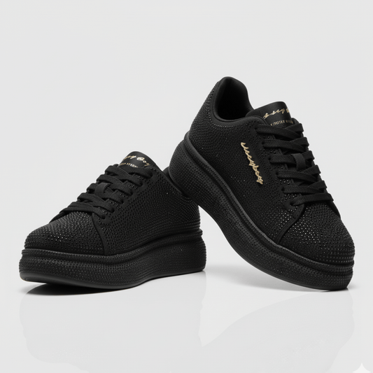 Emblazon - Black All Over Diamante Sneaker