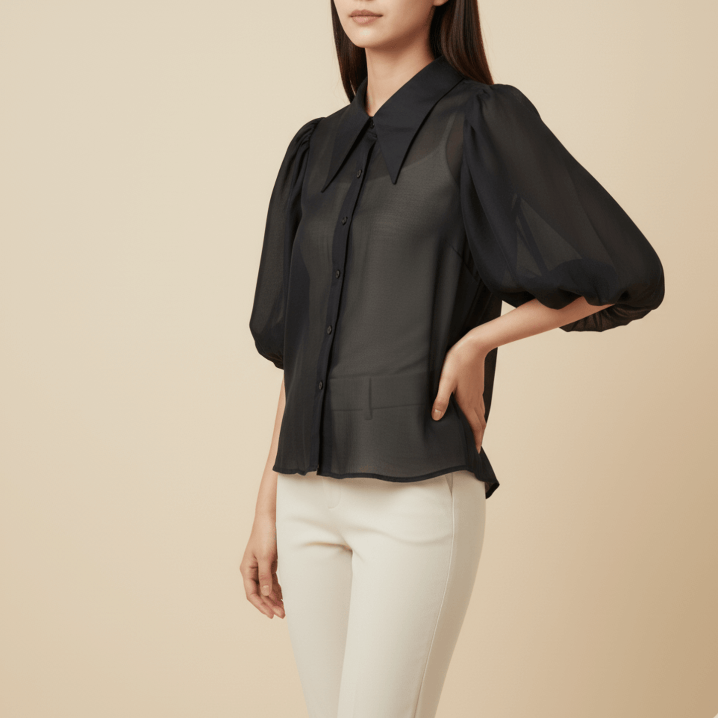Women’s statement bubble sleeve blouse – Vintage Vogue by Modern Dynasty