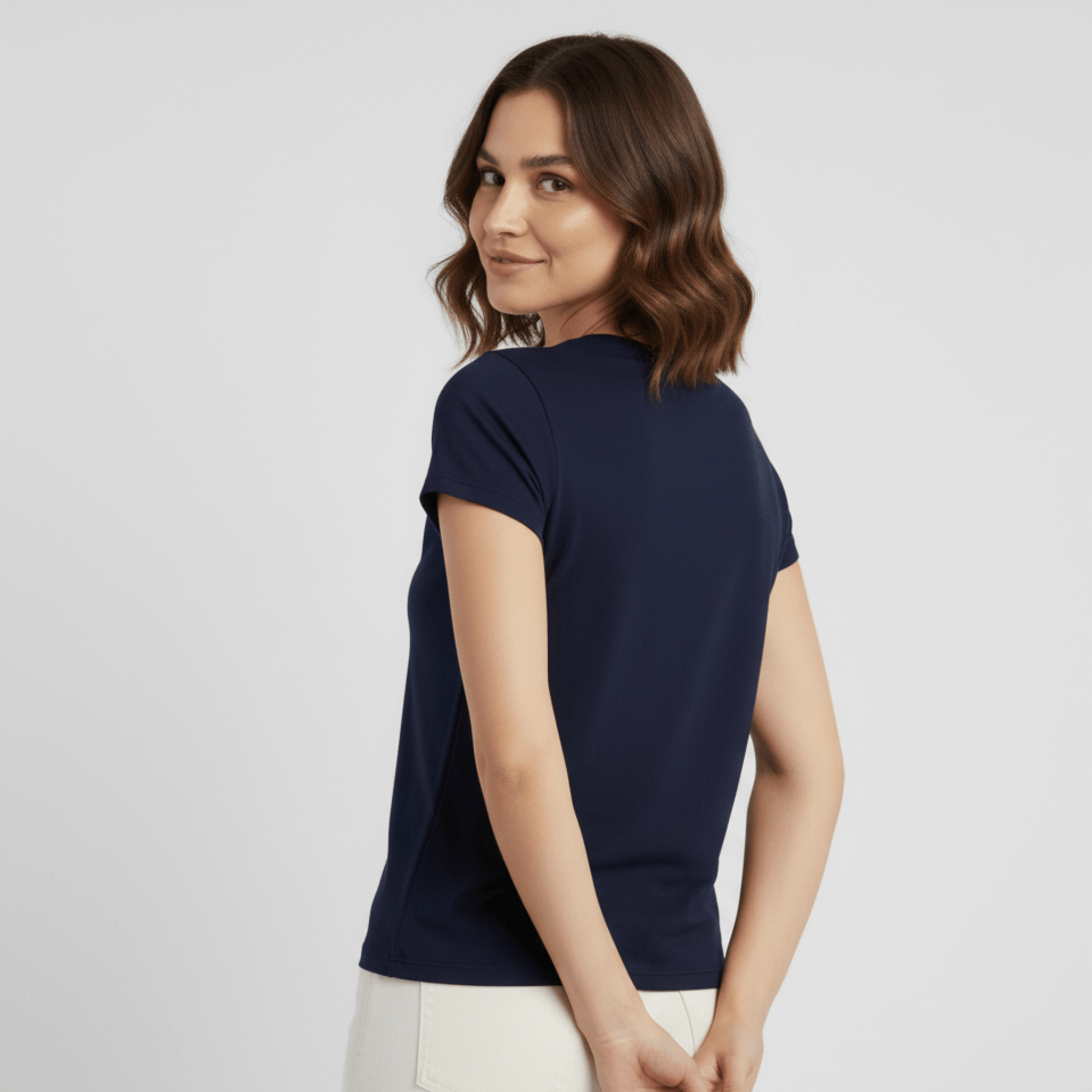 Sissy Boy Wild Heart women’s navy t-shirt with pearl logo detail and soft cotton stretch fabric