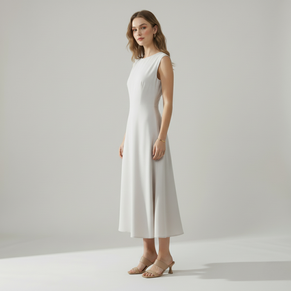 Lotus Lane - Stone Sleevless Midi Dress