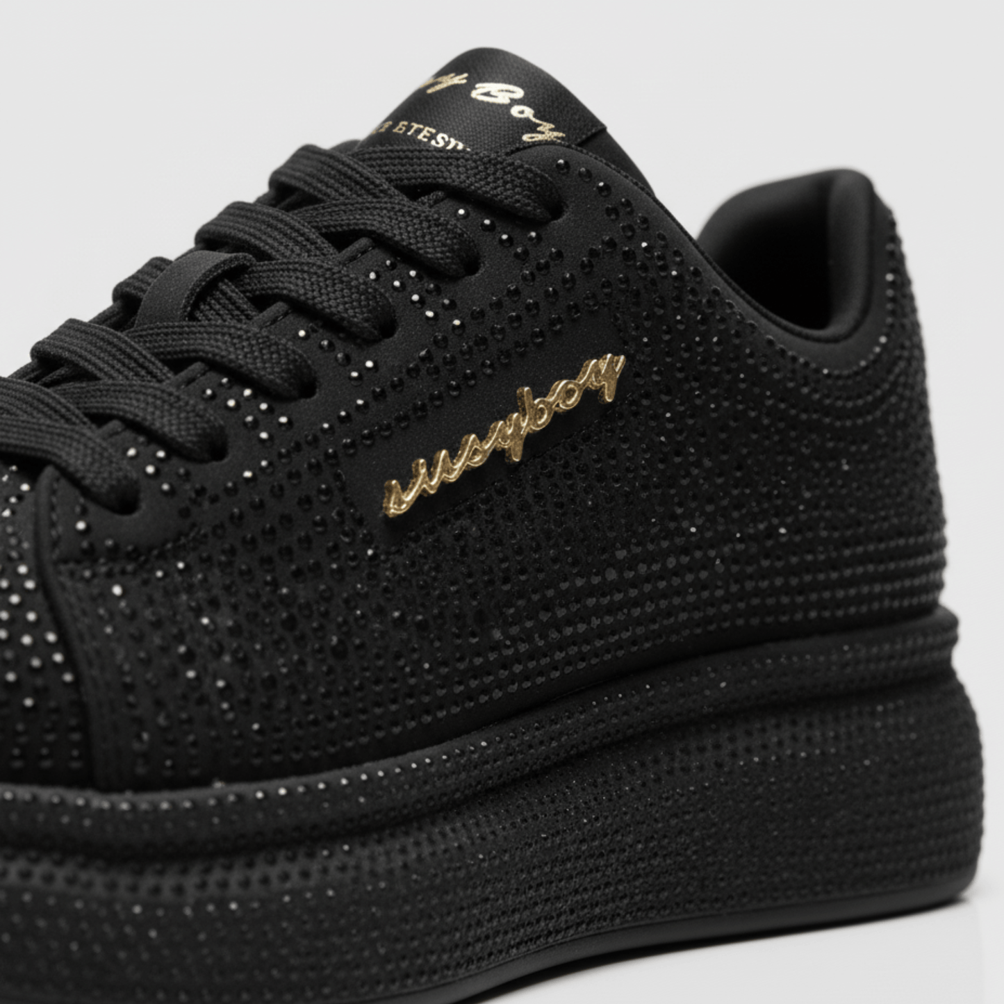 Emblazon - Black All Over Diamante Sneaker