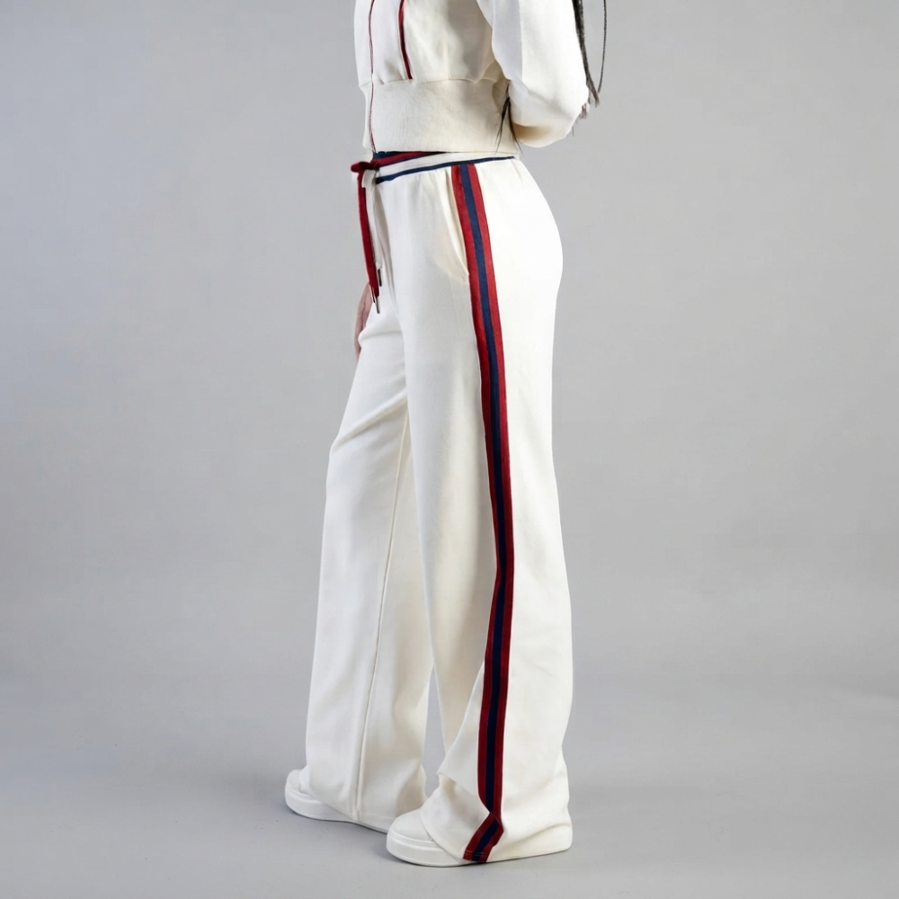 Sissy Boy Off Your Game women's cream tracksuit with hooded jacket and stripe detail available at Saloojee Fashions