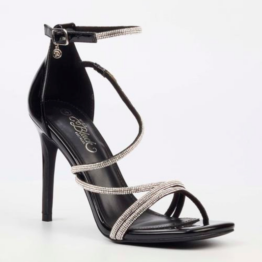 Miss Black Snazz 4 black high heel featuring sparkling ankle strap and elegant beaded details