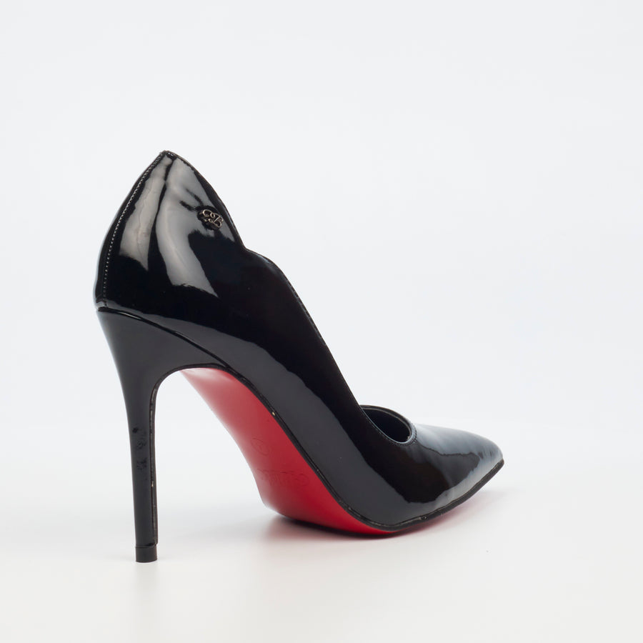 Elegant slipon Miss Black Court Heel - Lola 1 in black