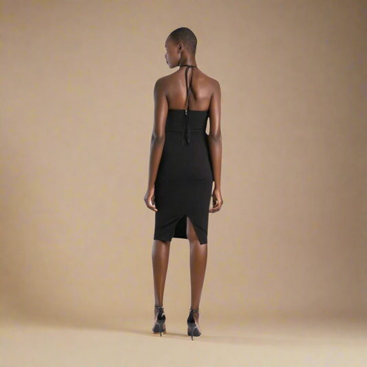 True To You - Corsetted Halter Midi Dress