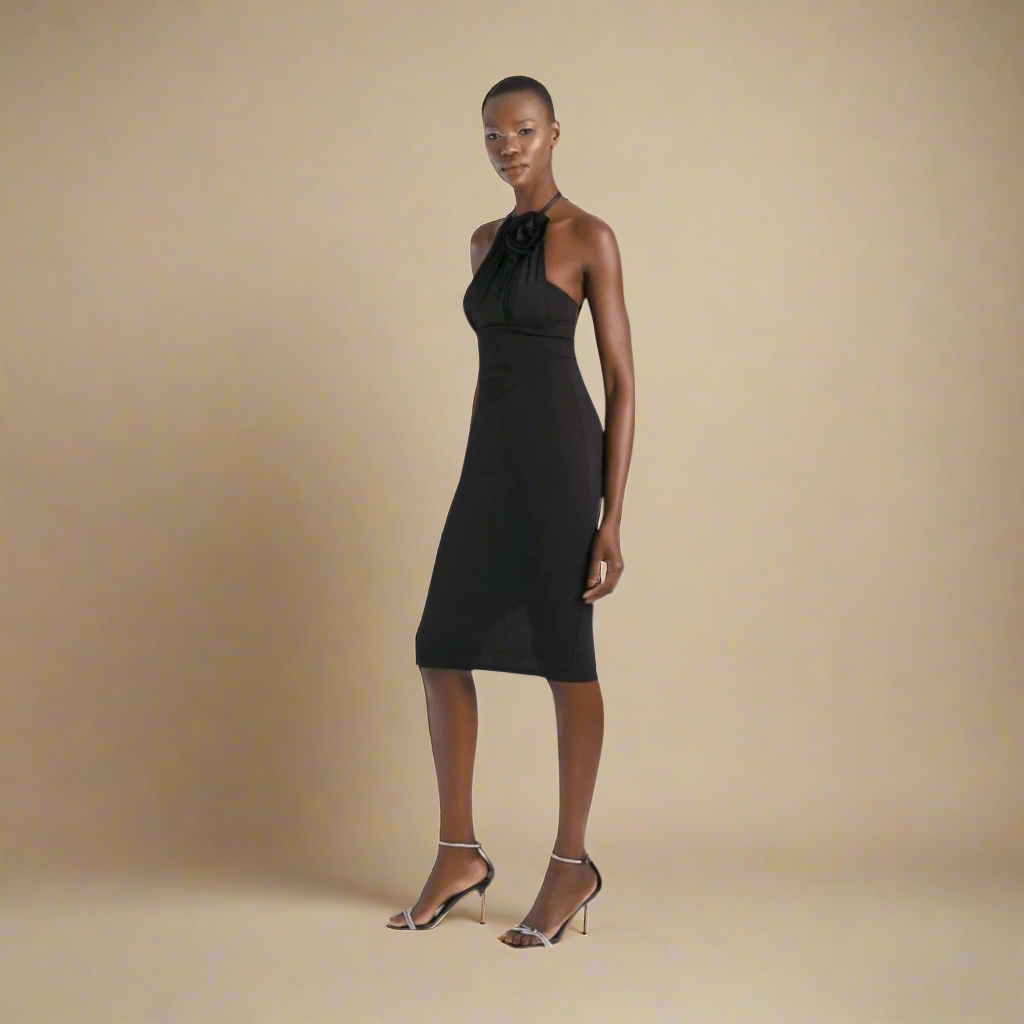 True To You - Corsetted Halter Midi Dress