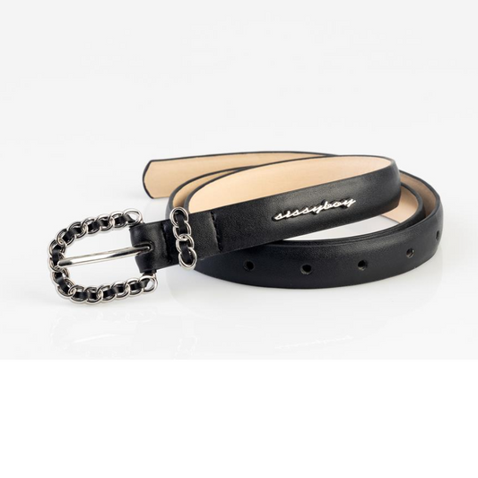 Skinny Belt With Woven Buckle
