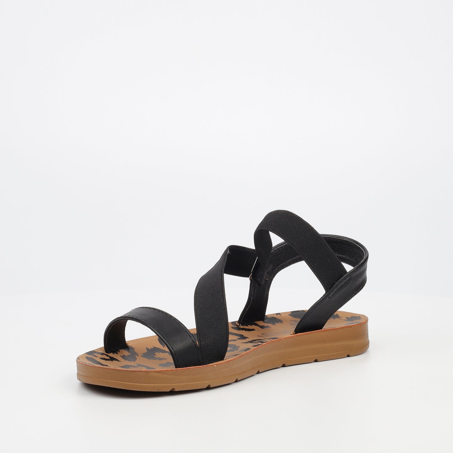 Zina 17 - Black Crossover Elastic Sandals