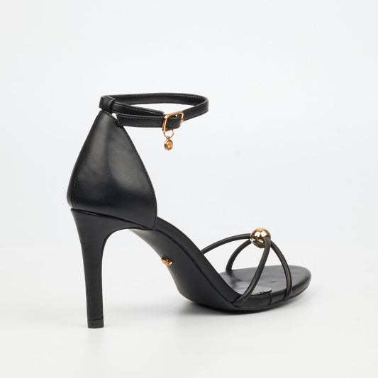 Miss Black Nelly 4 black high heel sandals with ankle strap