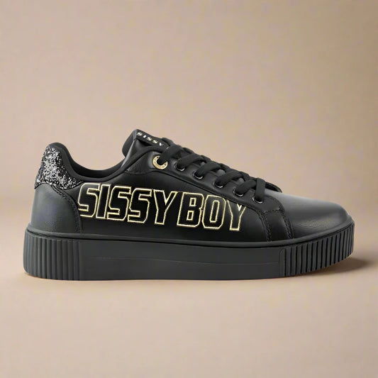 Sissy Boy Black Sneaker With Gold Print