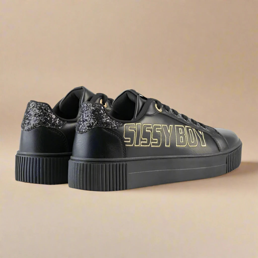 Sissy Boy Black Sneaker With Gold Print