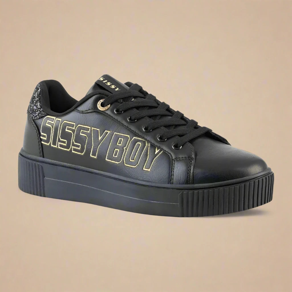 Sissy Boy Black Sneaker With Gold Print