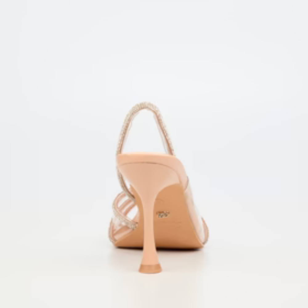 Chic Miss Black glamour sandal with slingback and diamante accents.
