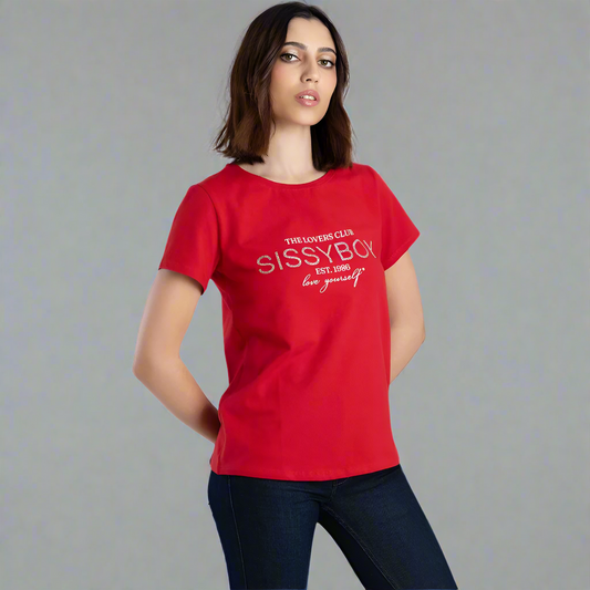 Sissy Boy Adelaide T-shirt in vibrant Red with a regular fit and short sleeves.