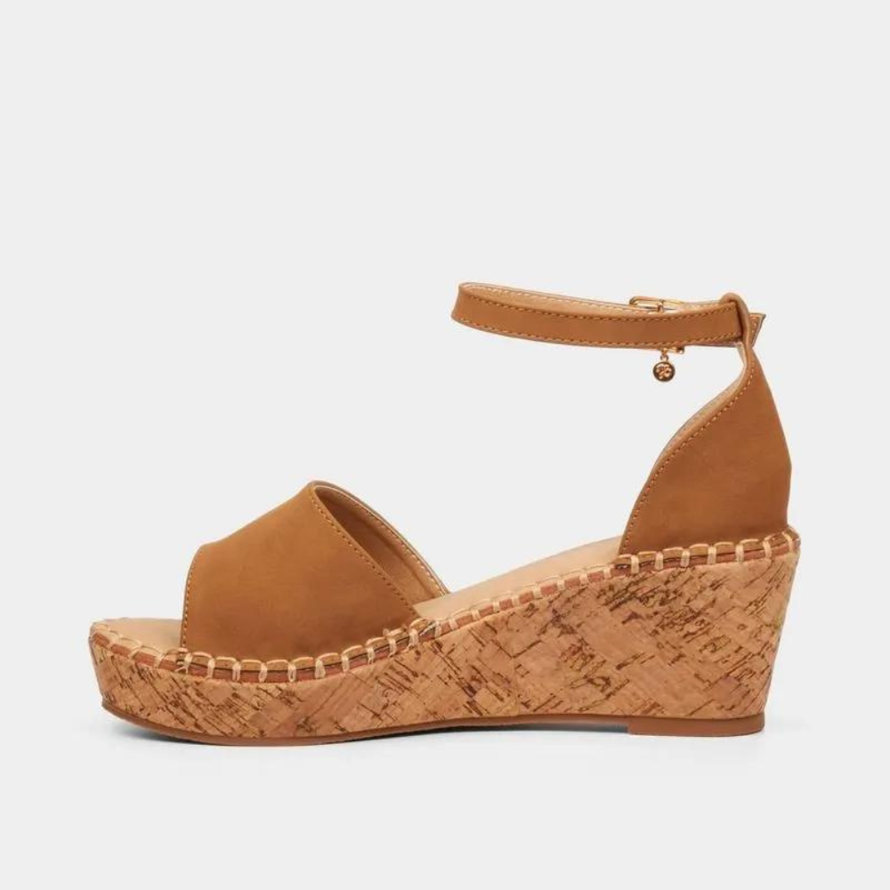 Cork sole Miss Black Wedge Sandal