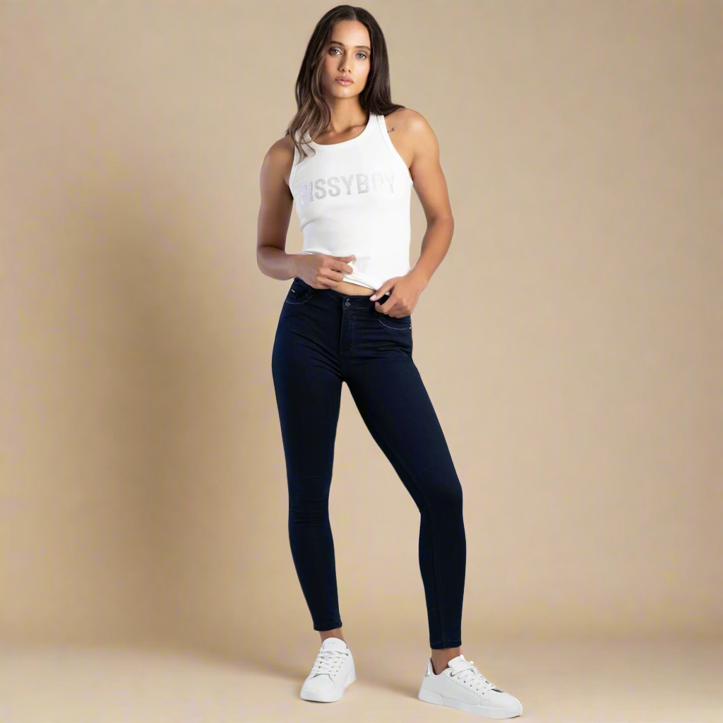 Sissy Boy Lia Blue Black Skinny Jeans mid waist 5-pocket denim
