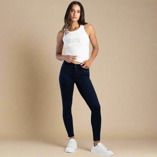 Sissy Boy Lia Blue Black Skinny Jeans mid waist 5-pocket denim