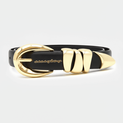 Sissy Boy black belt with gold buckle and signature branding