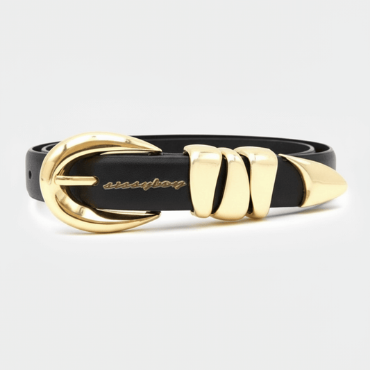 Sissy Boy black belt with gold buckle and signature branding