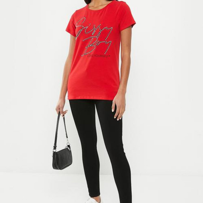 Daphne - Red Regular Fit Logo Tee