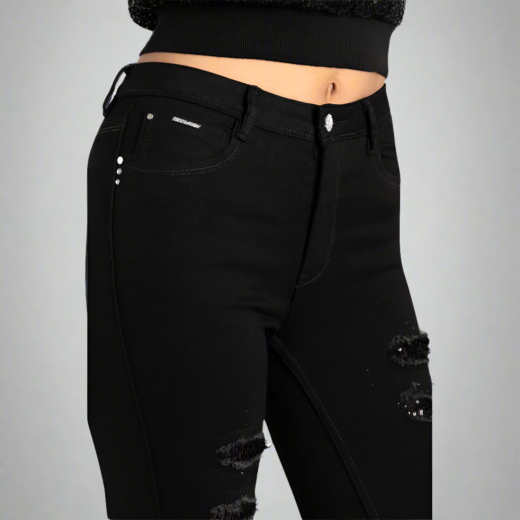 Sinclair- Rip And Repair Jean With Sequince