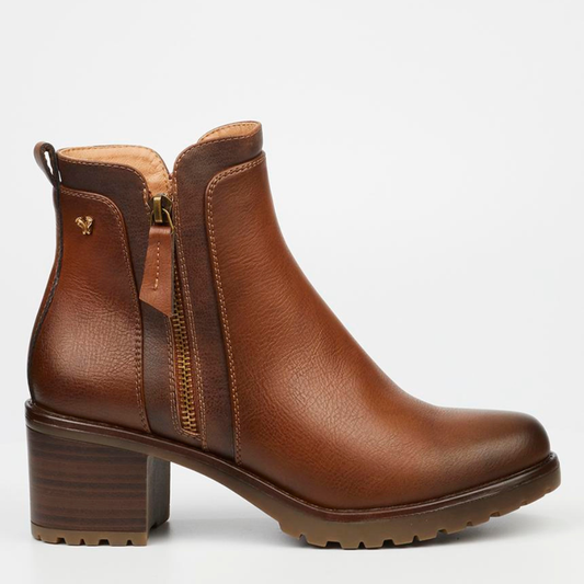 Butterfly Feet Noxer 2 tan block heel ankle boot