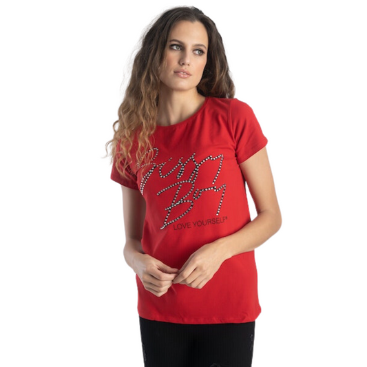 Daphne - Red Regular Fit Logo Tee