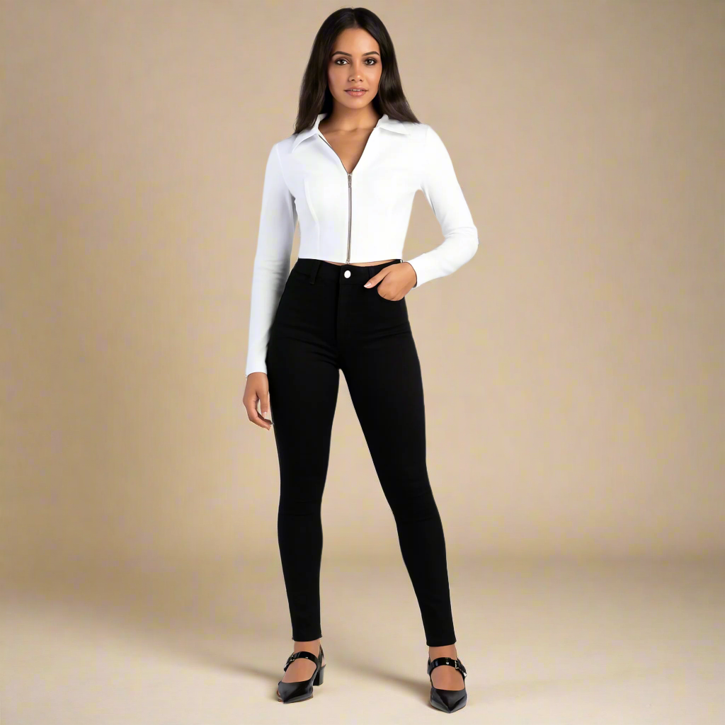 Sissy Boy Robyn Black Sateen Skinny Jeans mid-rise fit and 5-pocket detail