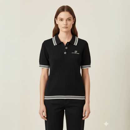 Georgiana Logo Knit Golf Shirt With Logo
