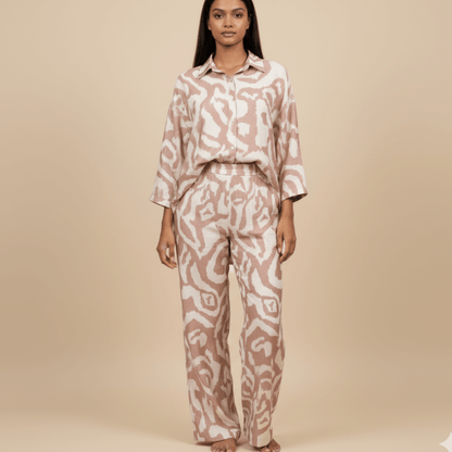 Modern Dynasty Garden Goddess beige co-ord set