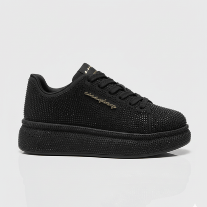 Emblazon - Black All Over Diamante Sneaker