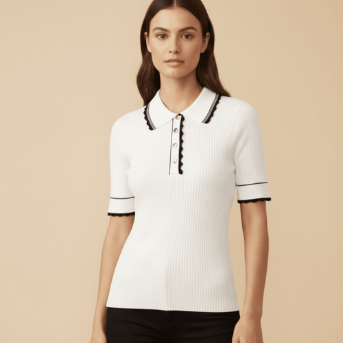 Tee Time - White Knit Golf Shirt