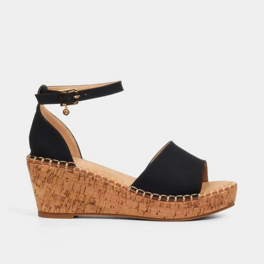 Black Open Toe Wedge - Jayda 5